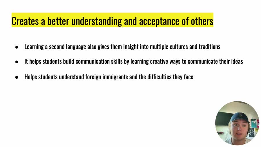 Slide from my second-language presentation, with me presenting
